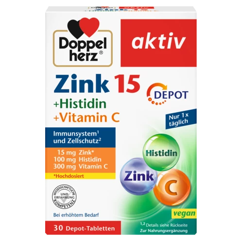 Abbildung der Produktverpackung Doppelherz aktiv Zink 15 Frontansicht